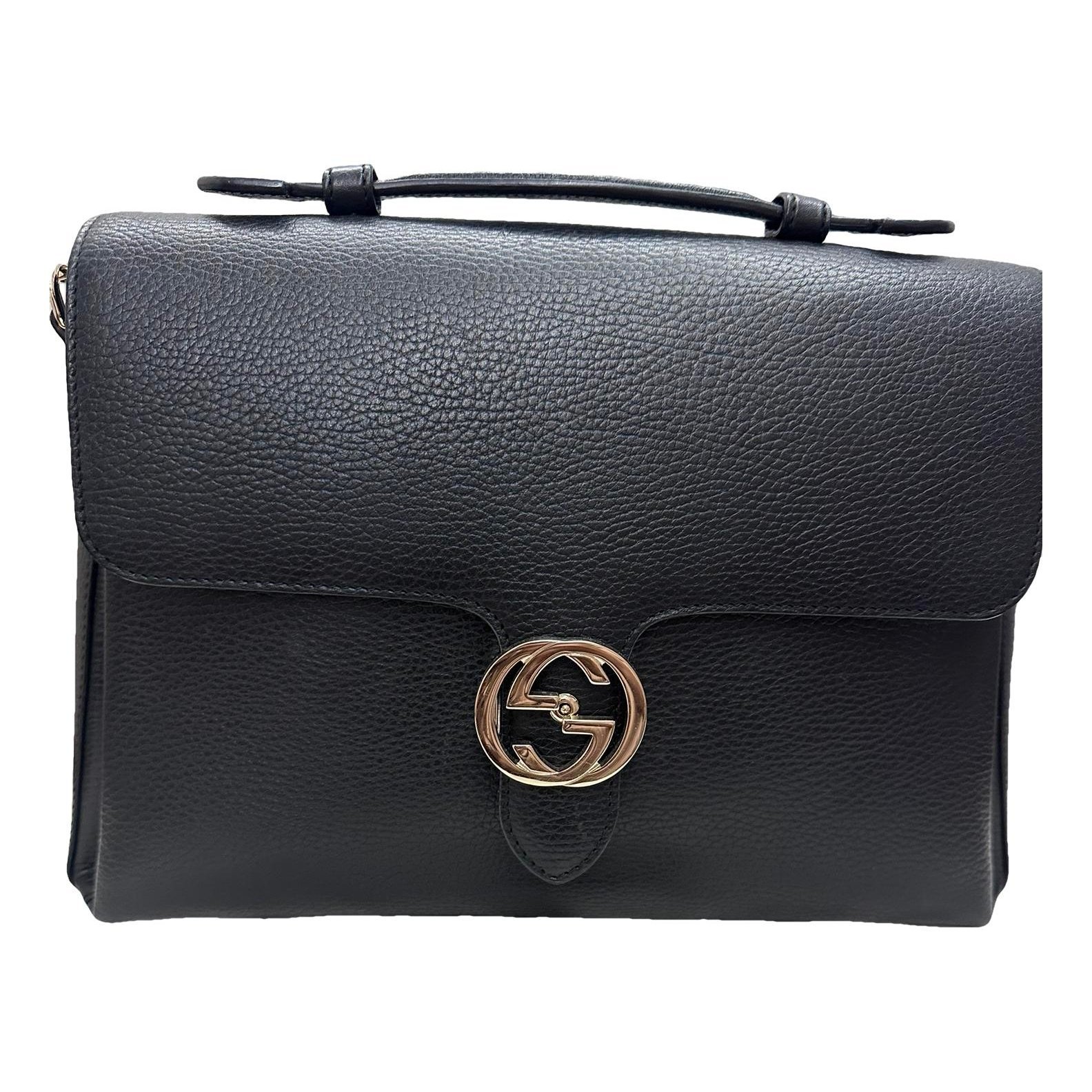 Interlocking pony-style calfskin satchel
