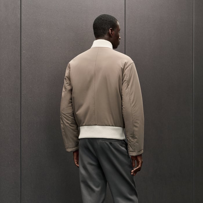 Écru Reversible Rib-trim Jacket