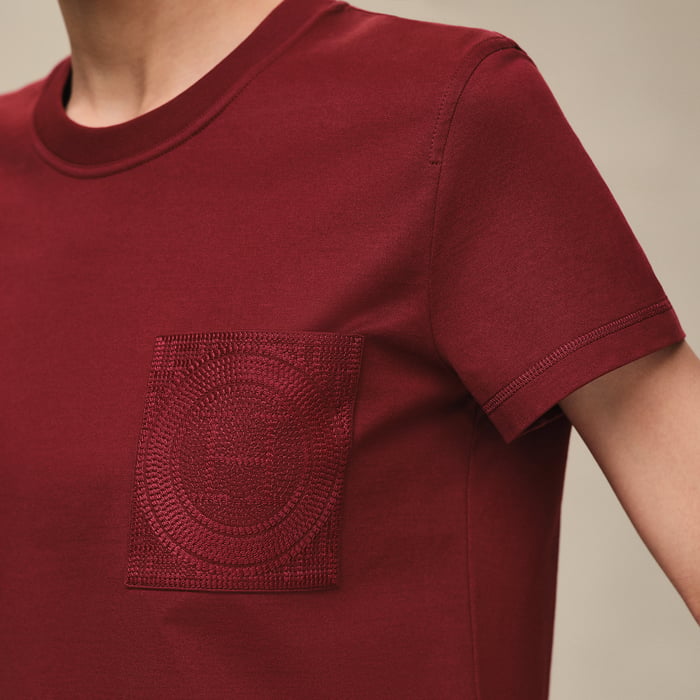 Rouge Carmin Embroidered Pocket T-shirt