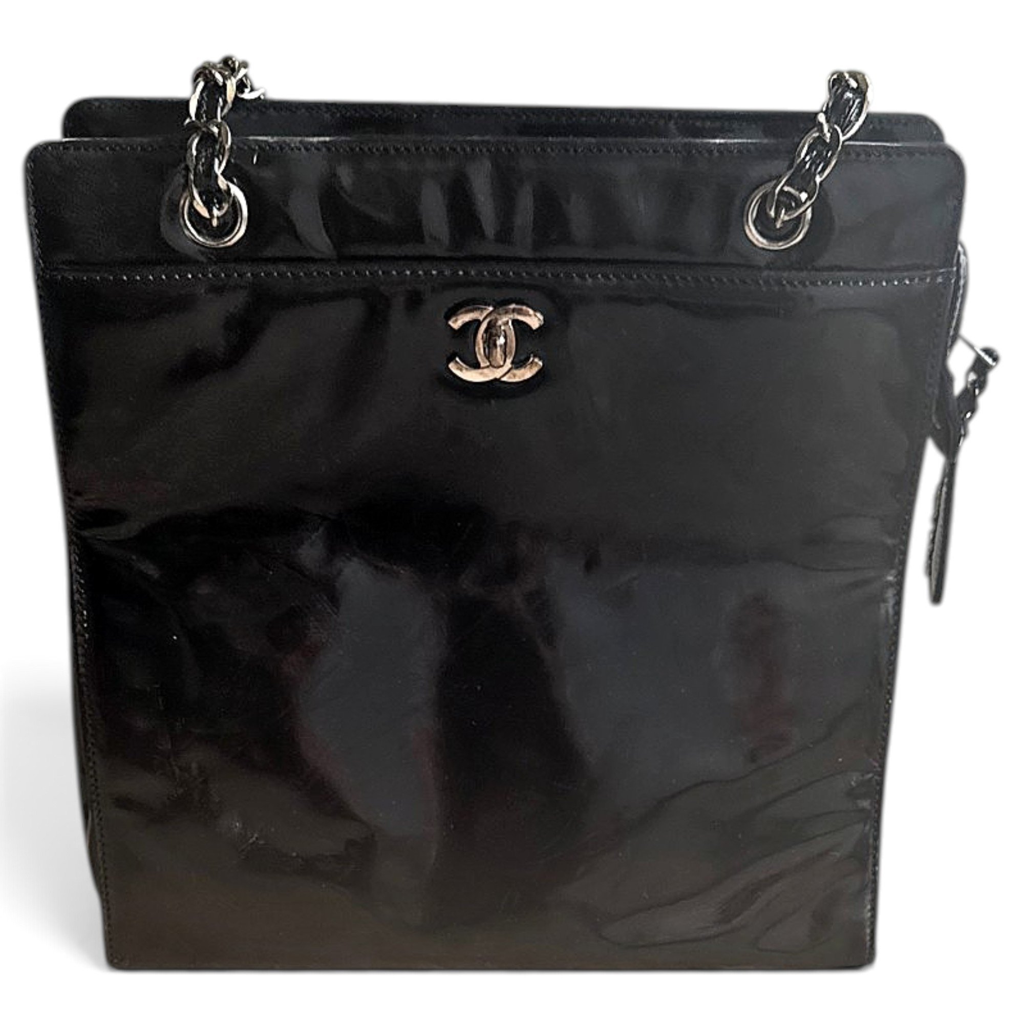 Executive patent leather tote