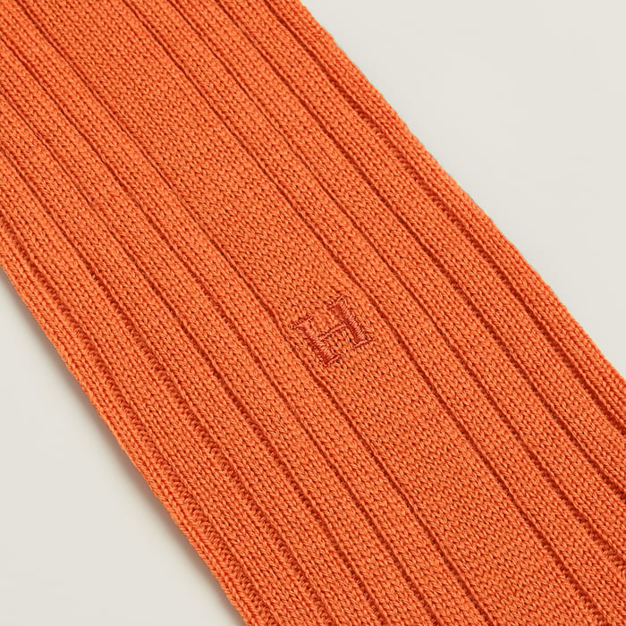 Orange Hermès "H" Embroidery Socks