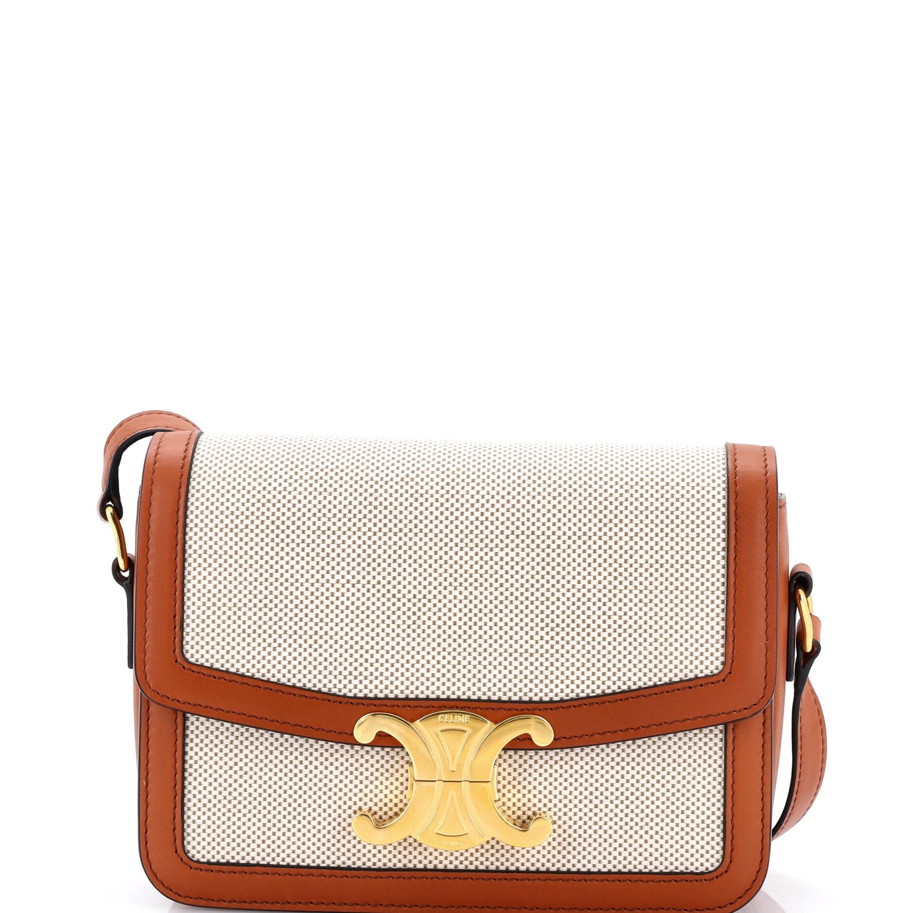 Celine Triomphe Shoulder Bag Canvas with Leather Teen