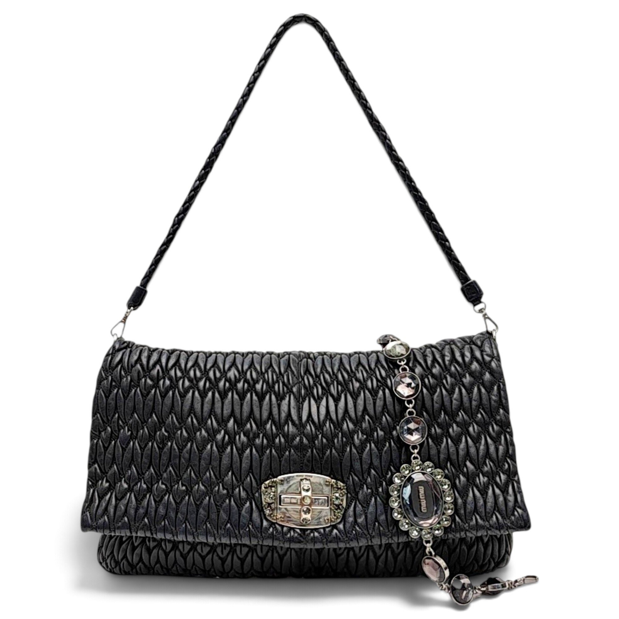 Miu Crystal leather handbag