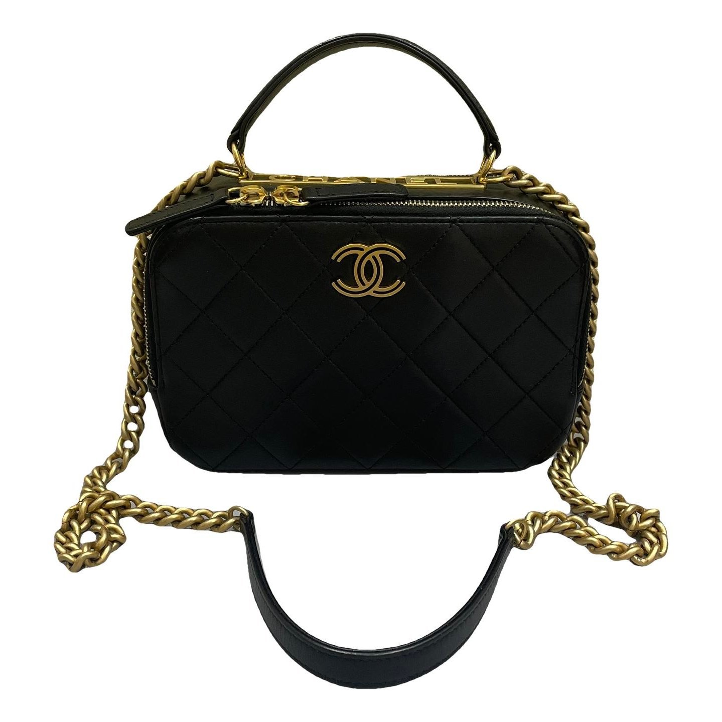 Trendy CC Top Handle leather handbag