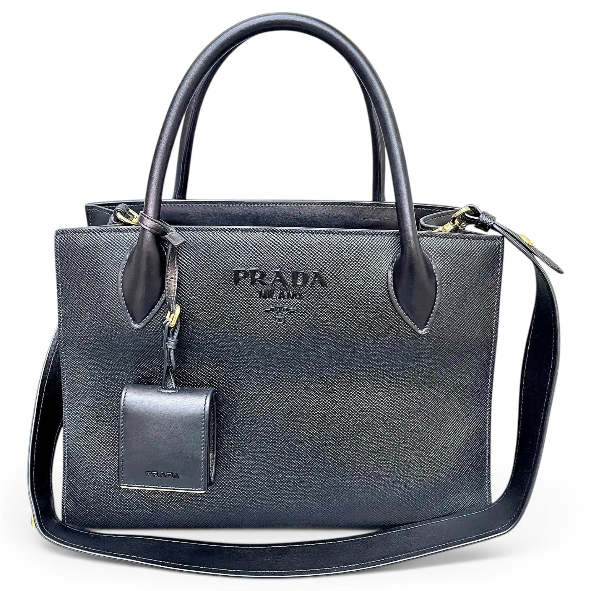 Monochrome leather handbag