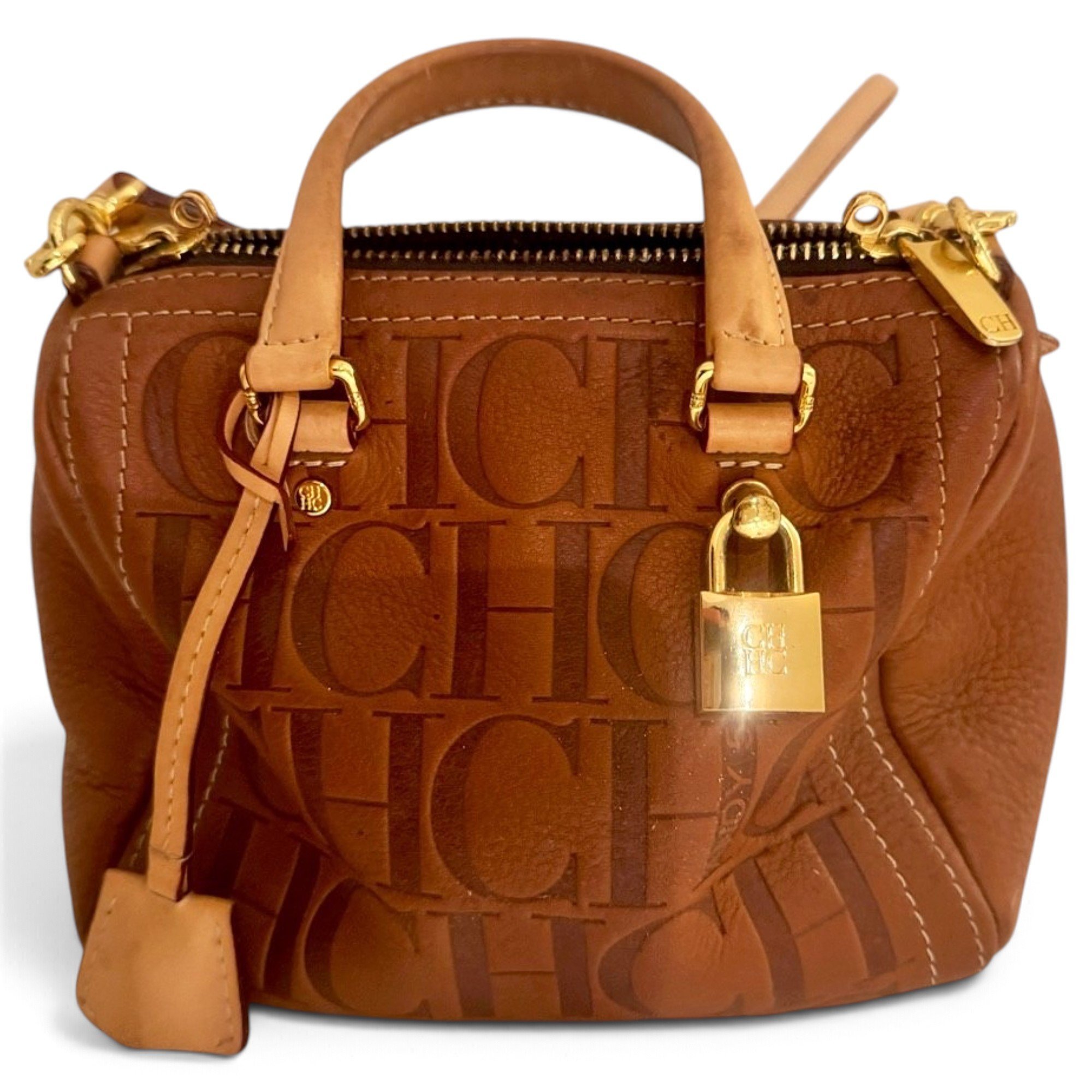 Carolina Herrera Leather bowling bag
