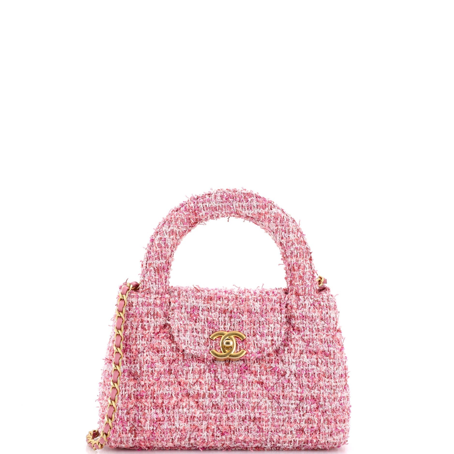 Kelly Top Handle Shopping Bag Quilted Tweed Mini