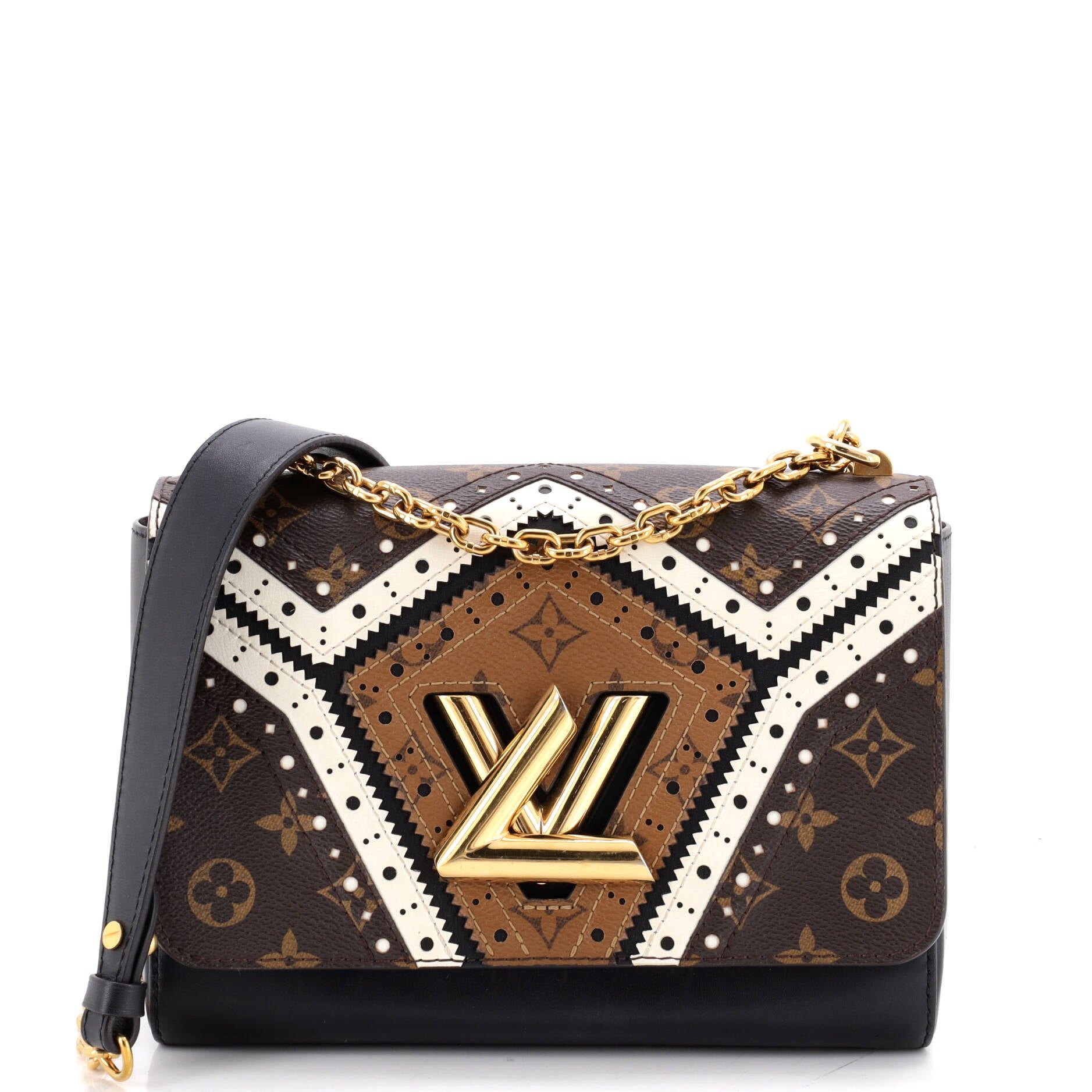 Twist Handbag Limited Edition Brogue Reverse Monogram Canvas and Leather MM