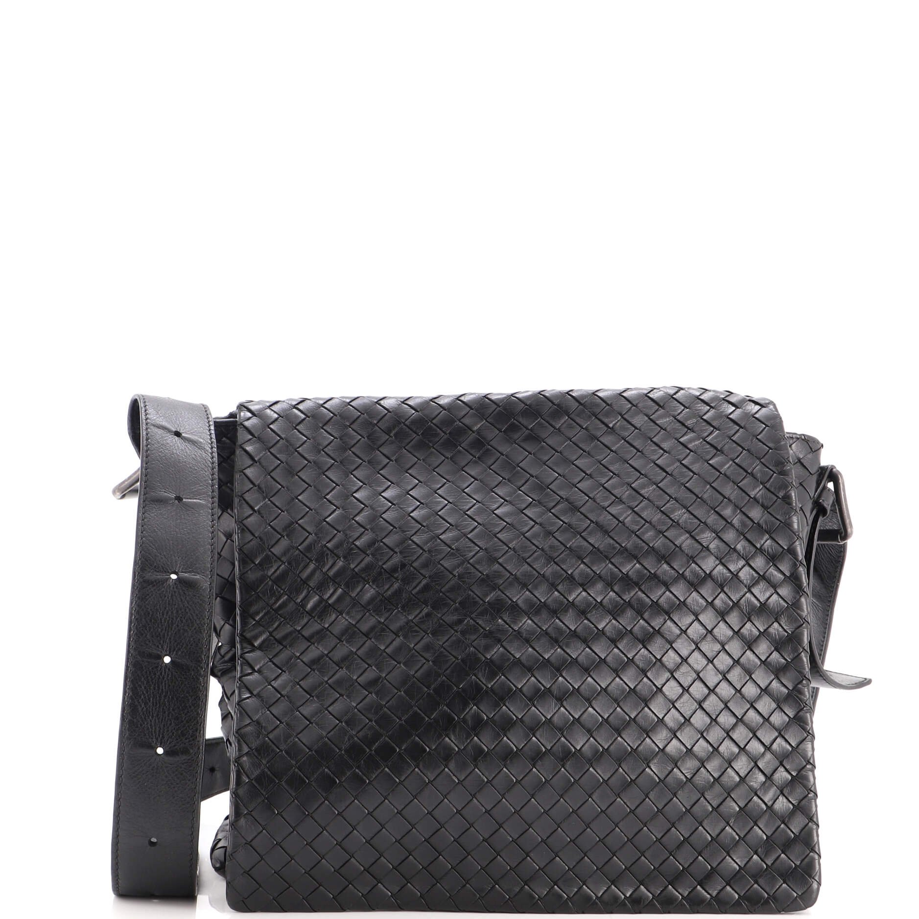 Square Flap Messenger Bag Intrecciato Nappa Medium