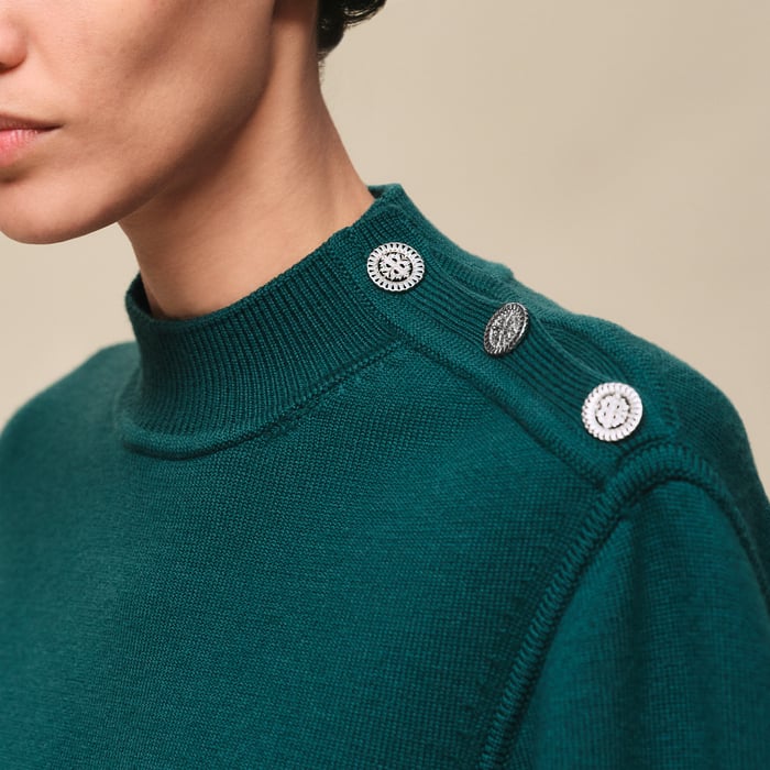 Vert Pin Buttoned Sweater With "Ferronnerie" Details
