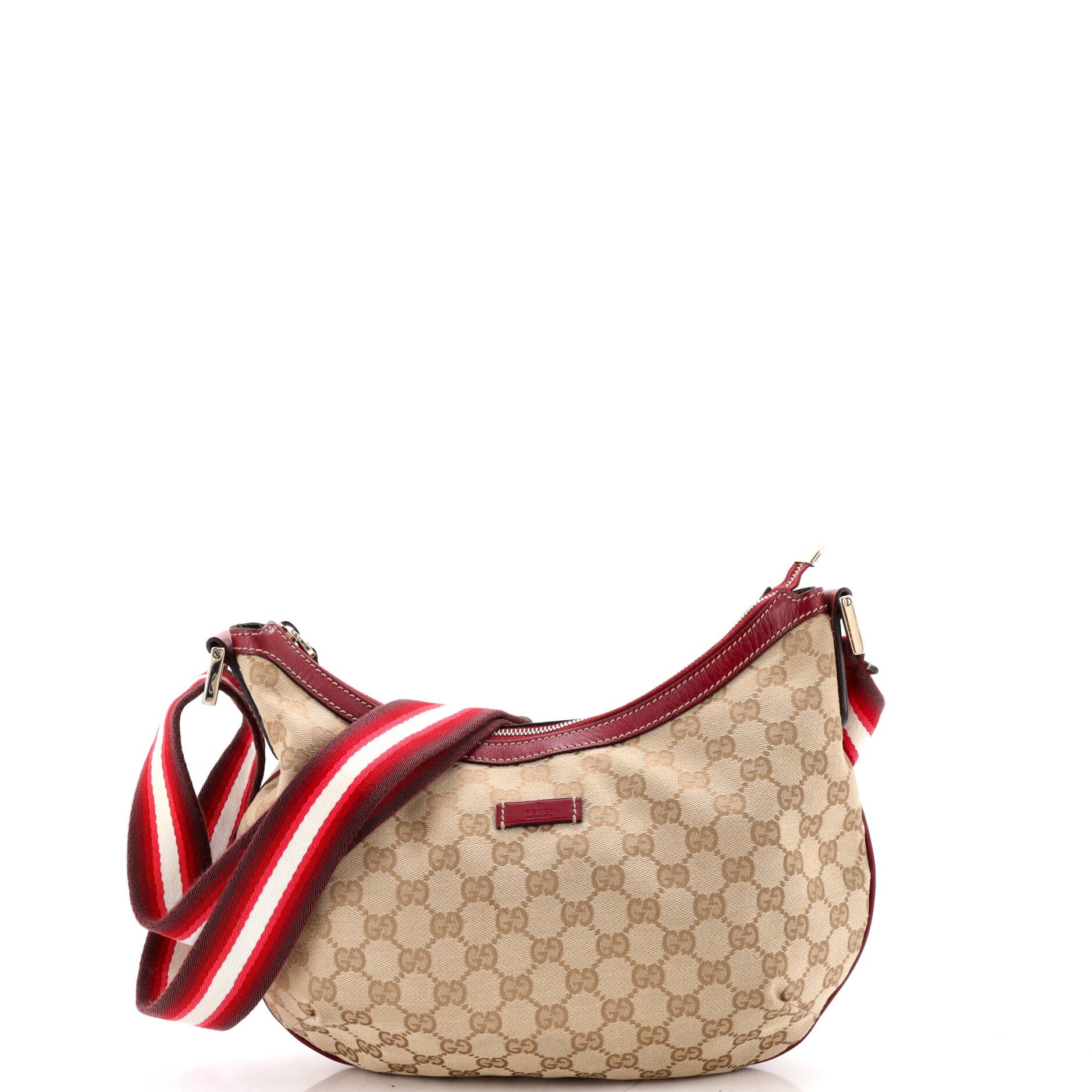 Saddle Zip Messenger Bag GG Canvas with Leather Medium