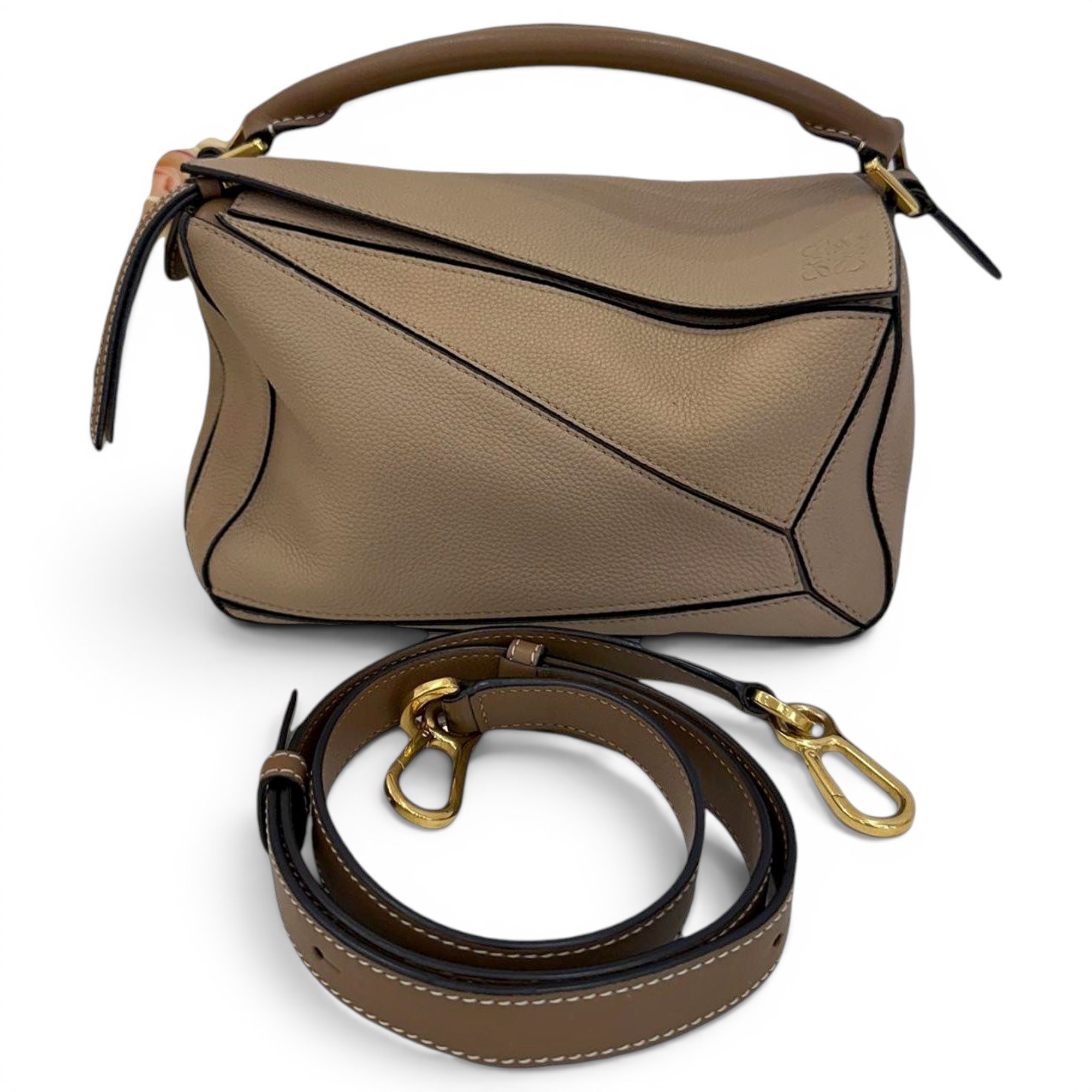 Puzzle leather handbag