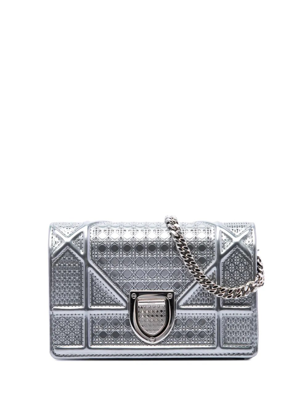 2017 Baby Metallic Patent Microcannage Diorama Flap crossbody bag