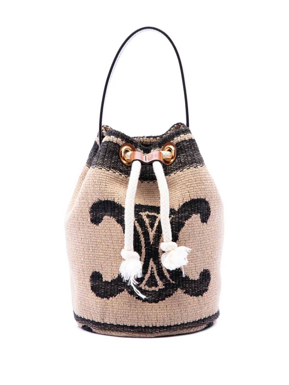 2022 Small Triomphe Raffia Drawstring bucket bag