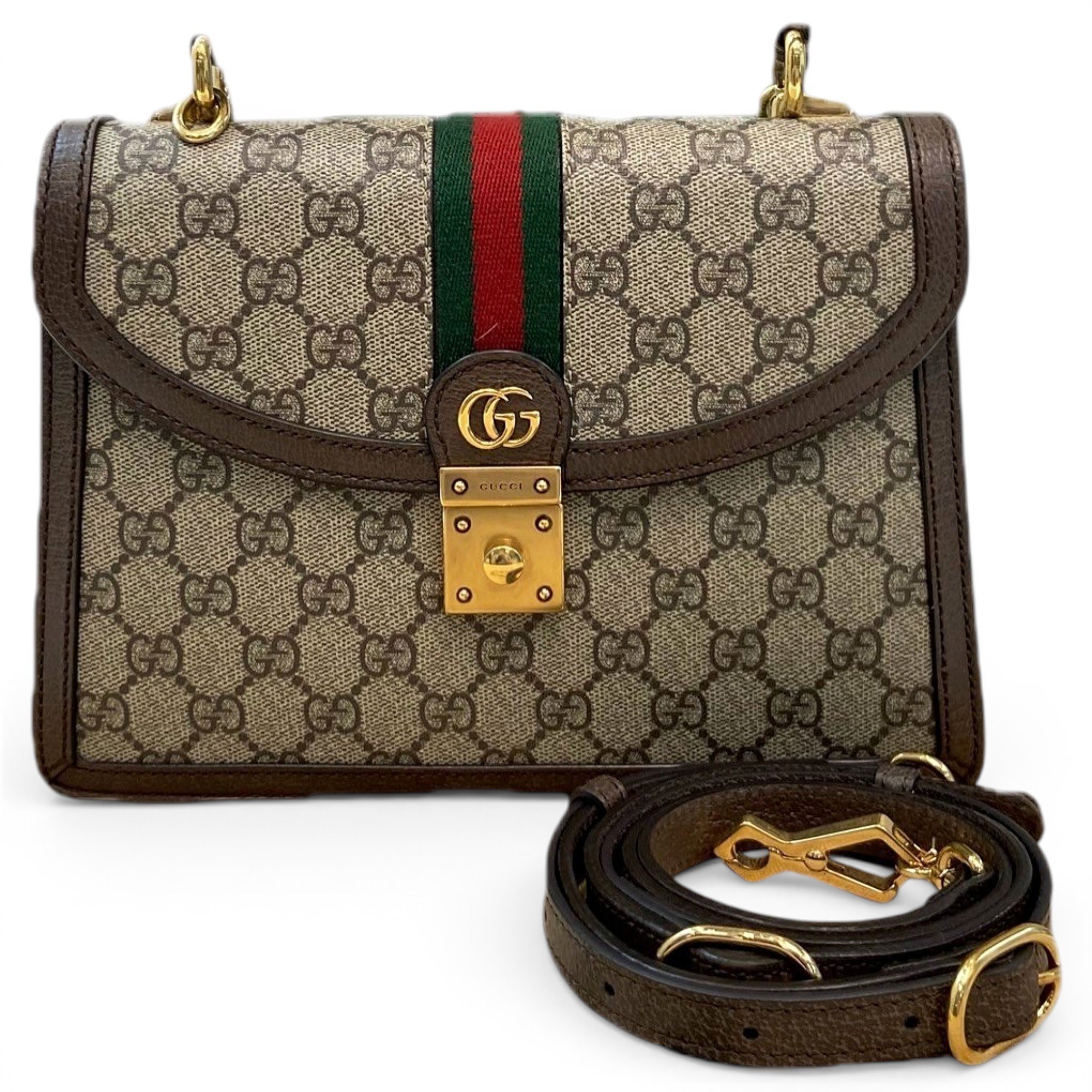 Ophidia Flap Top Handle leather handbag