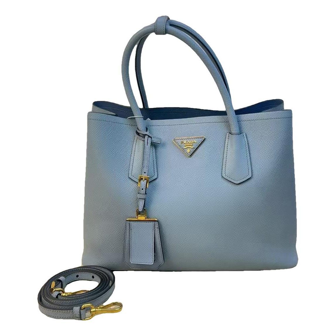 Double leather handbag