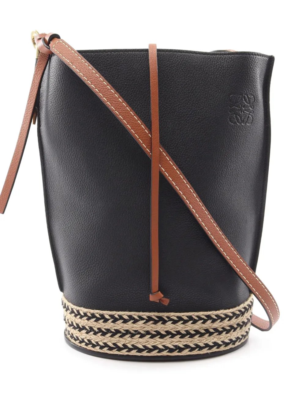 2010-2026 Raffia Trimmed Leather Anagram Gate bucket bag