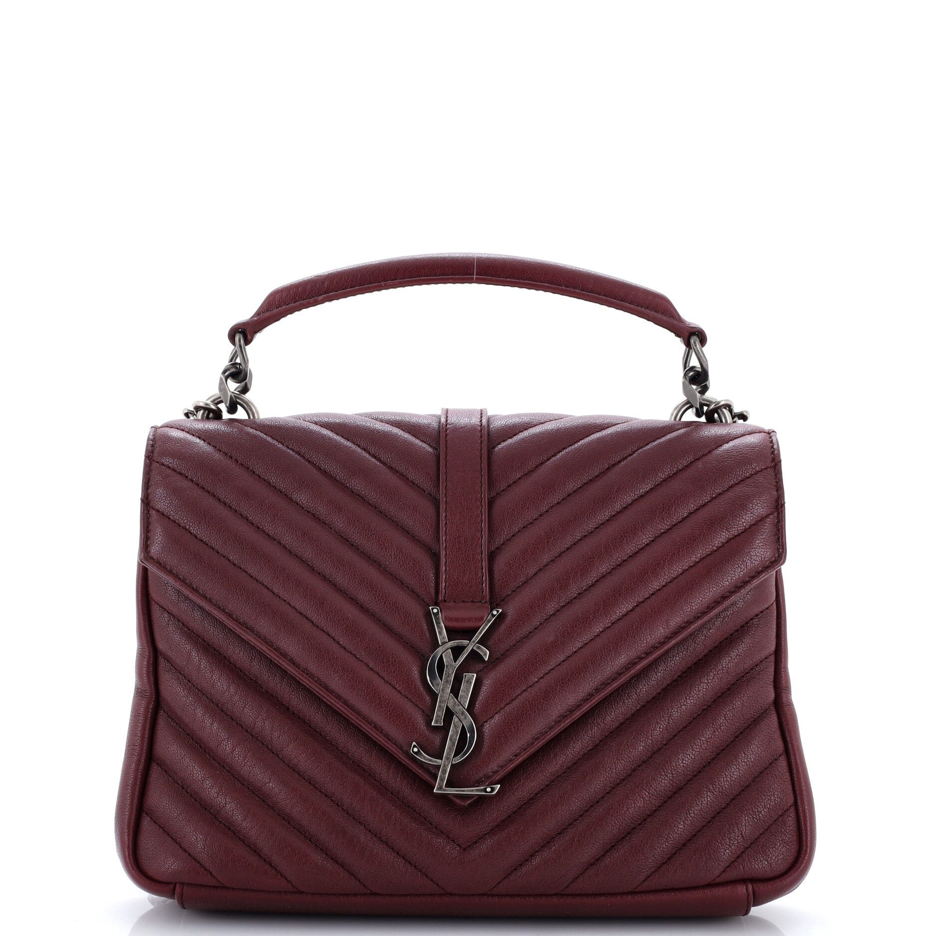 Classic Monogram College Bag Matelasse Chevron Leather Medium