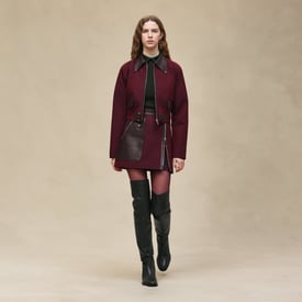 Blouson matelassé mix cuir motif « H Kelly »