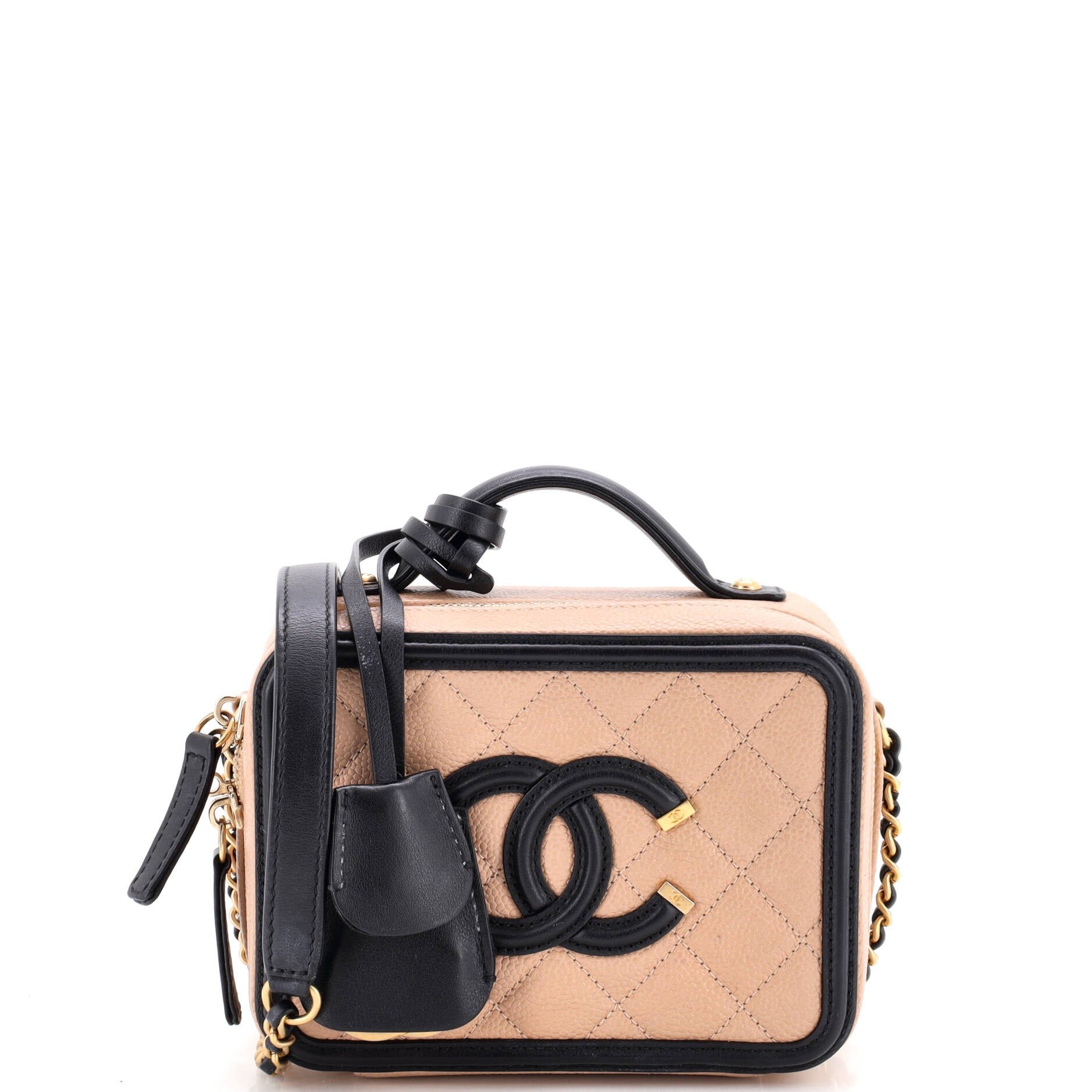 Filigree Vanity Case Quilted Caviar Small