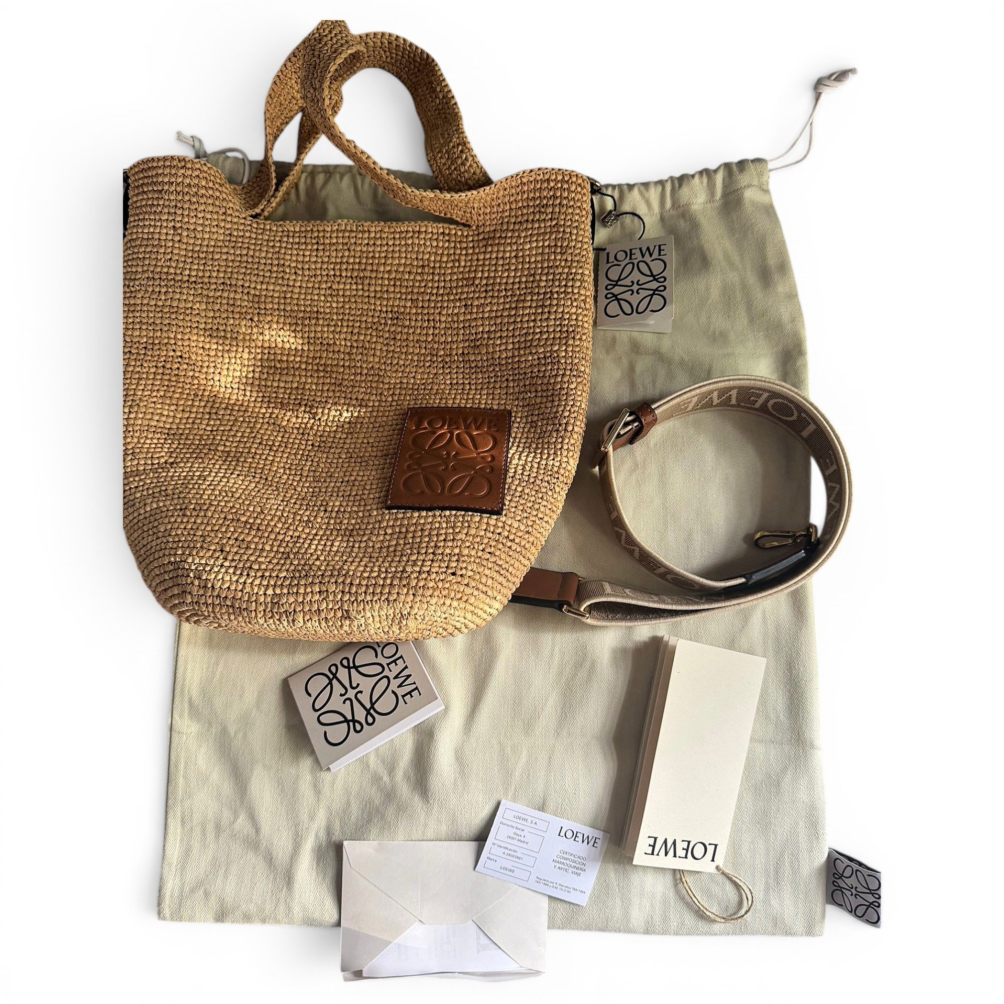 Slit leather handbag