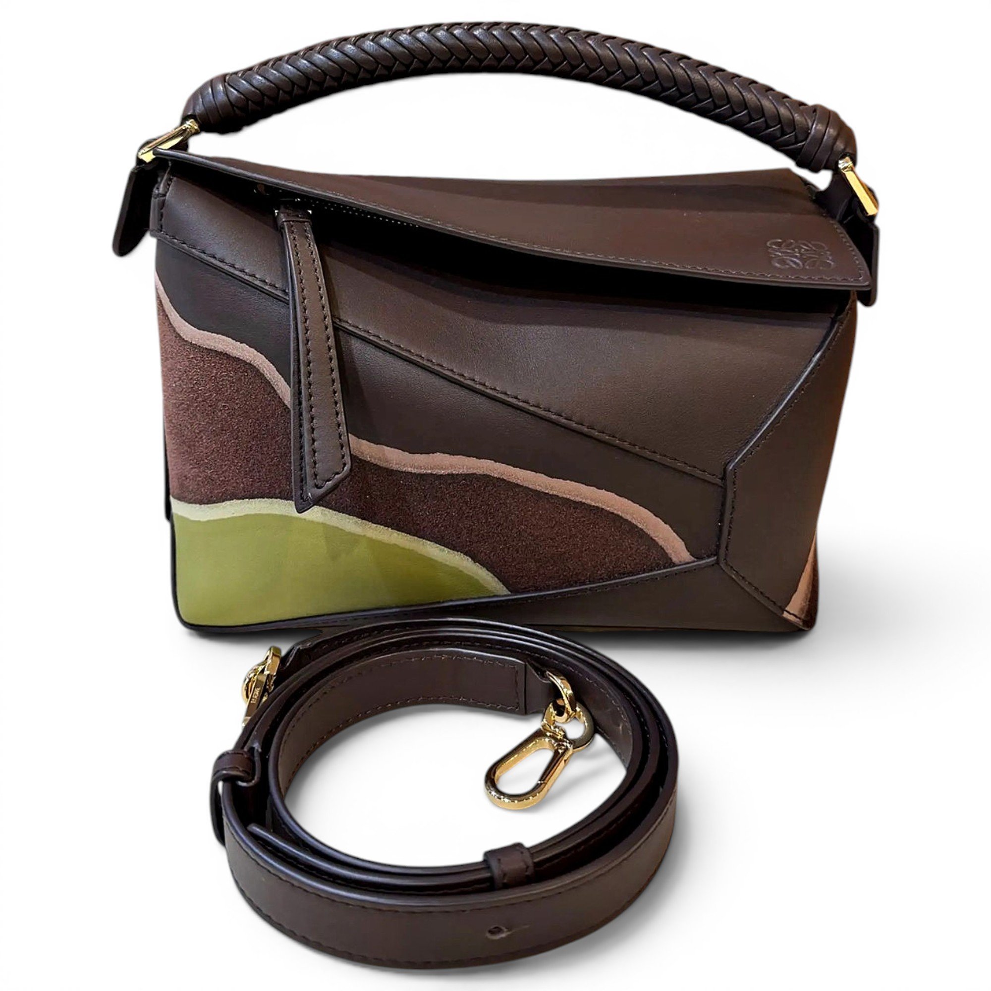 Puzzle leather handbag