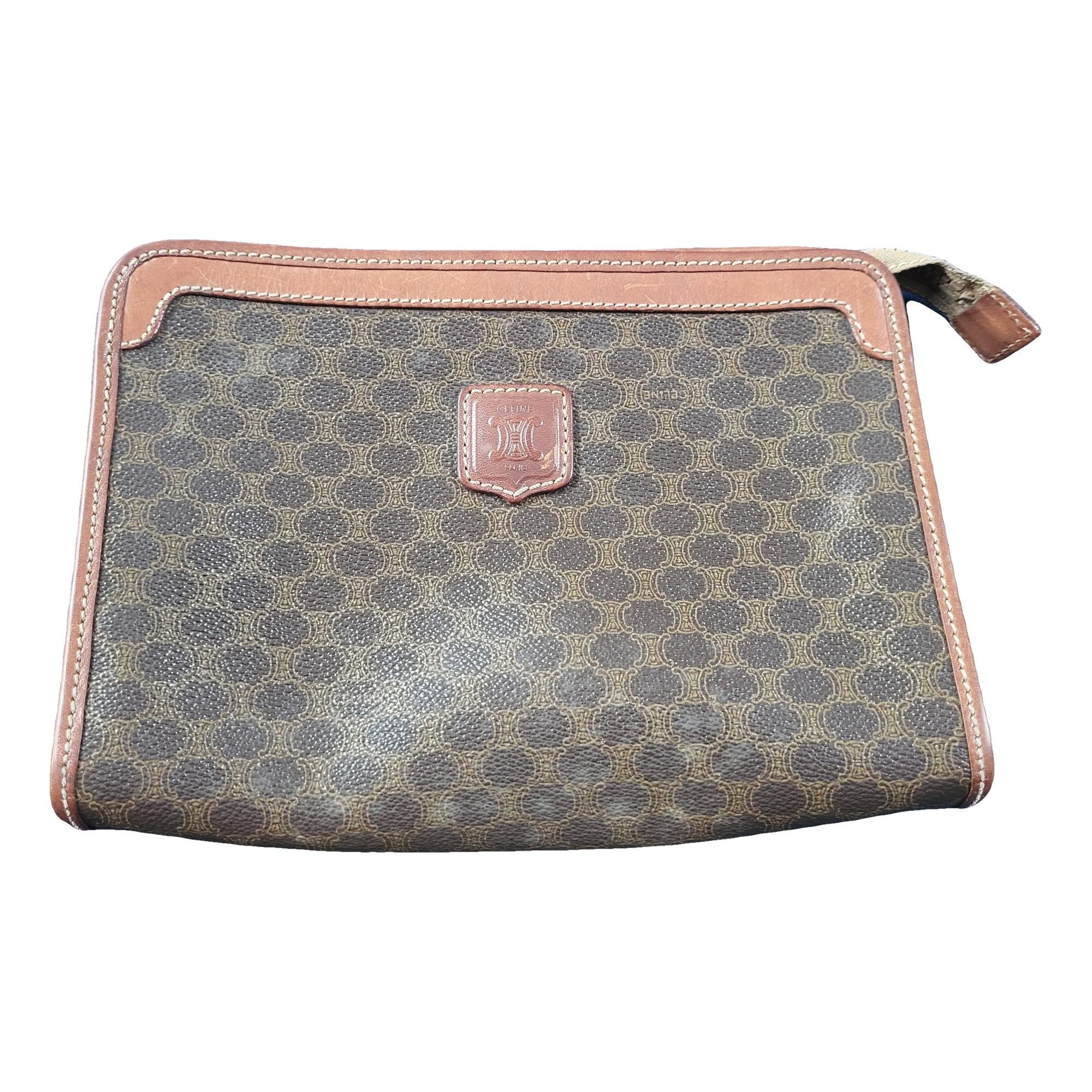 Triomphe Vintage leather clutch bag