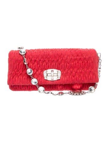 Nylon Matelassé Crystal Flap Bag