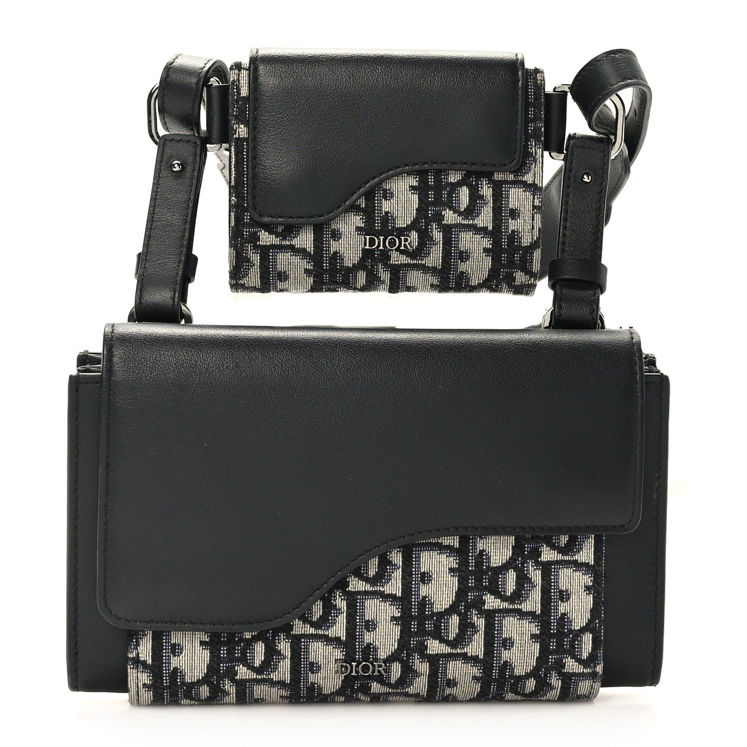 Dior Oblique Smooth Calfskin Elite Shoulder Pouch Beige Black