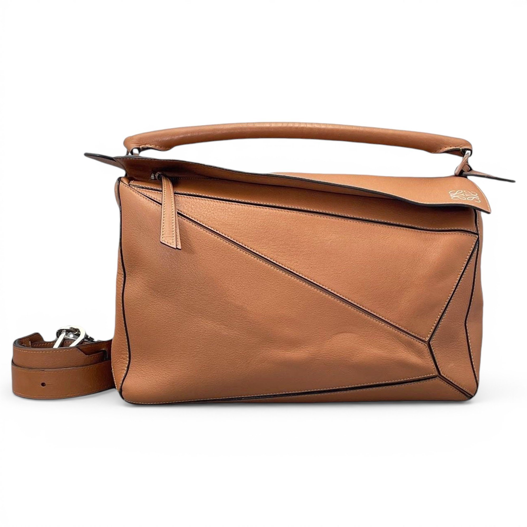 Puzzle leather handbag