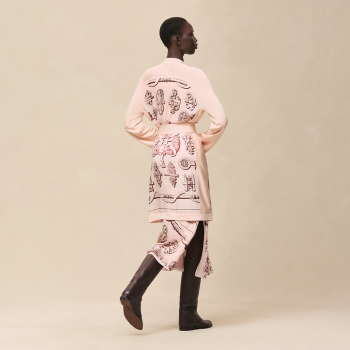 Rose Opaline "Ferronnerie Remix" Long-sleeve Twillaine Cardigan