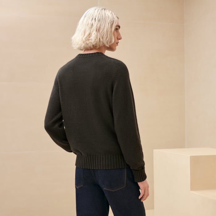 Kaki Cashmere "Fouets & Badines" Crewneck Sweater