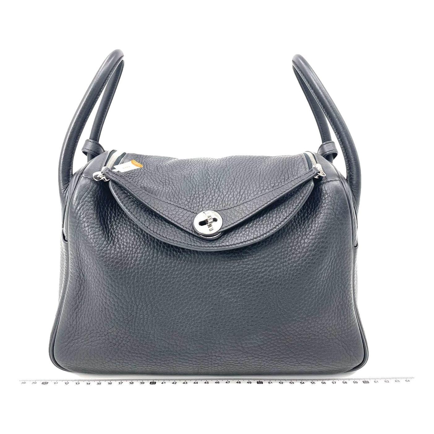 Hermes Lindy Handbag Black Clemence Leather