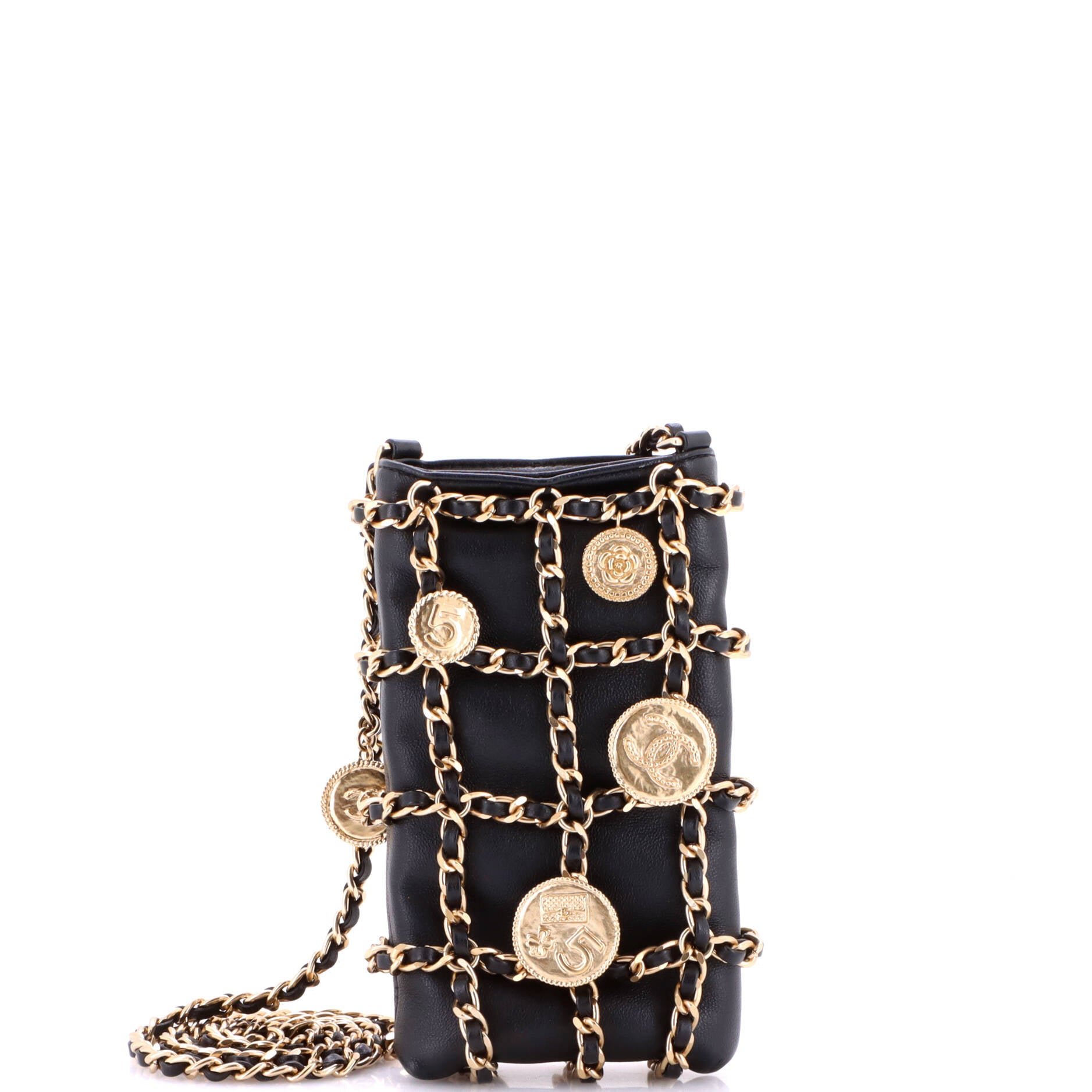 Tech Me Out Medallion Clutch With Chain Lambskin