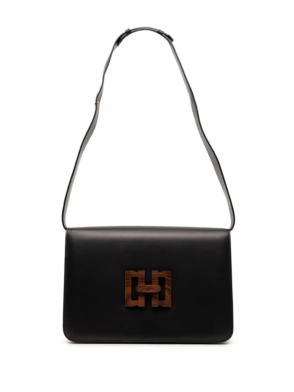 Ferragamo 2000-2020 Leather Wooden Gancini shoulder bag