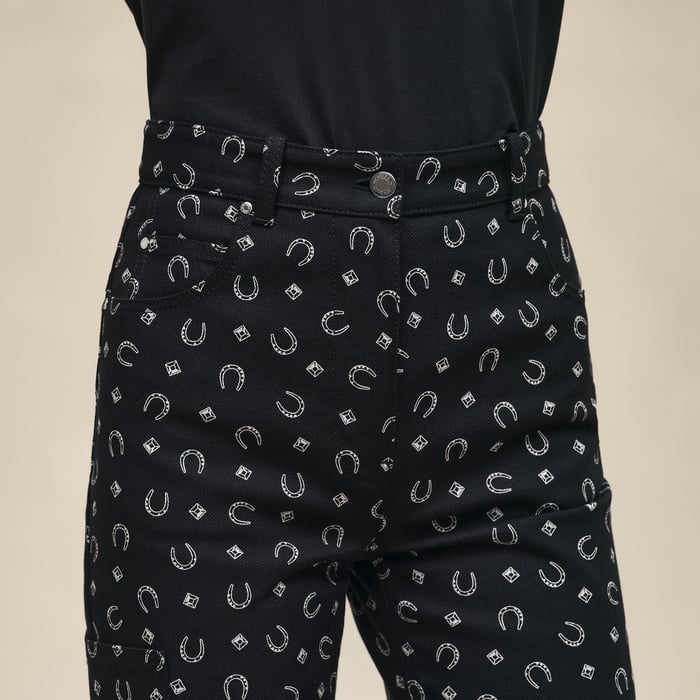 Noir "Porte-bonheur Bandana" Straight Leg Pants