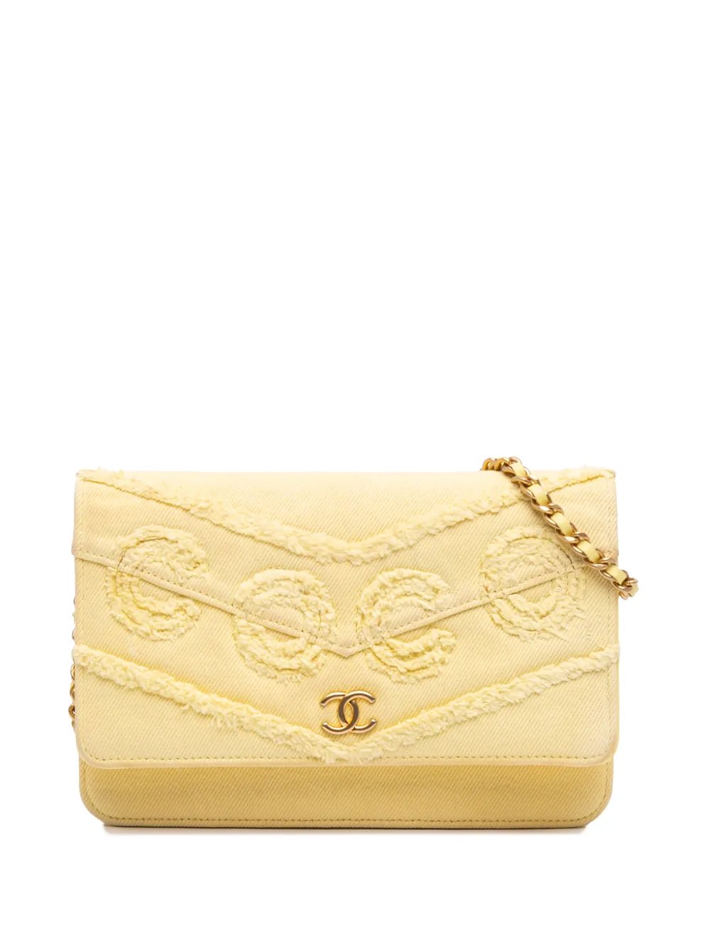 2019 Denim Fringe Coco Wallet On Chain crossbody bag