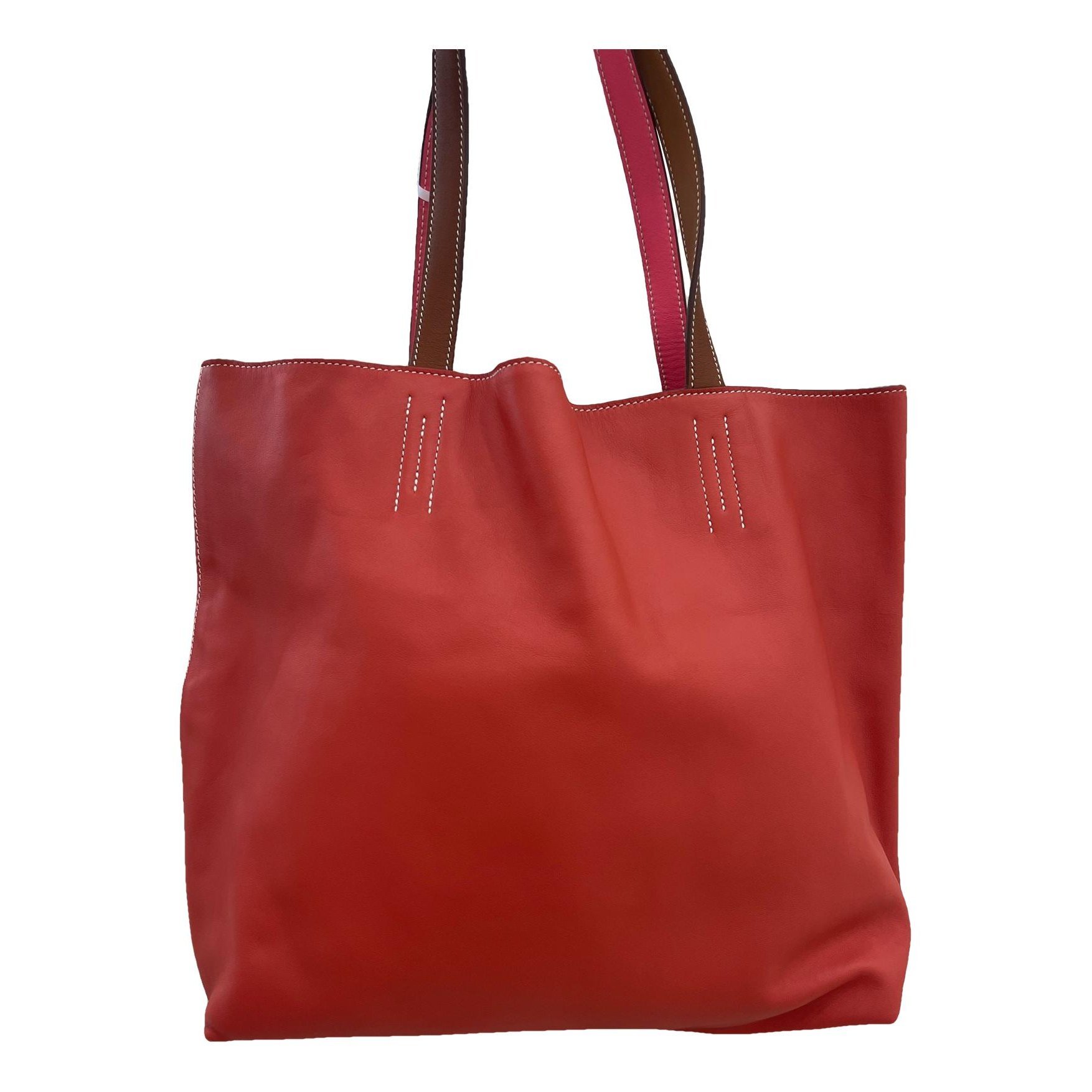 Double sens leather handbag