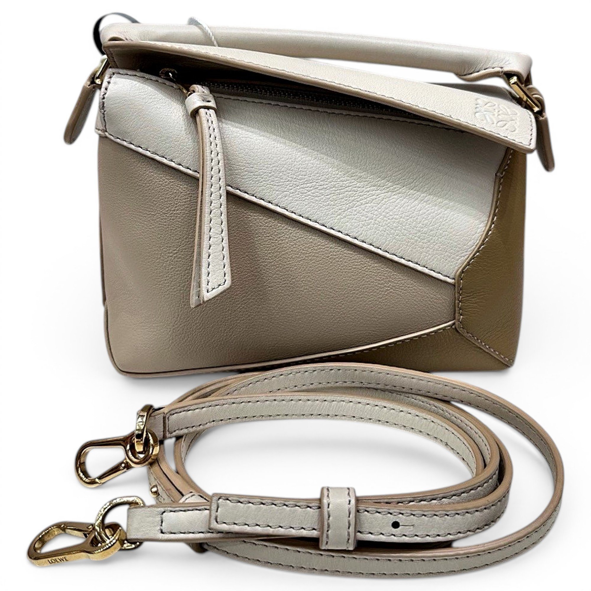 Puzzle leather handbag