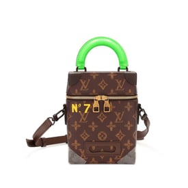 Louis Vuitton Virgil Abloh Brown and Green Monogram Coated Canvas No. 7 Vertical Box Trunk Gold Hardware, 2022