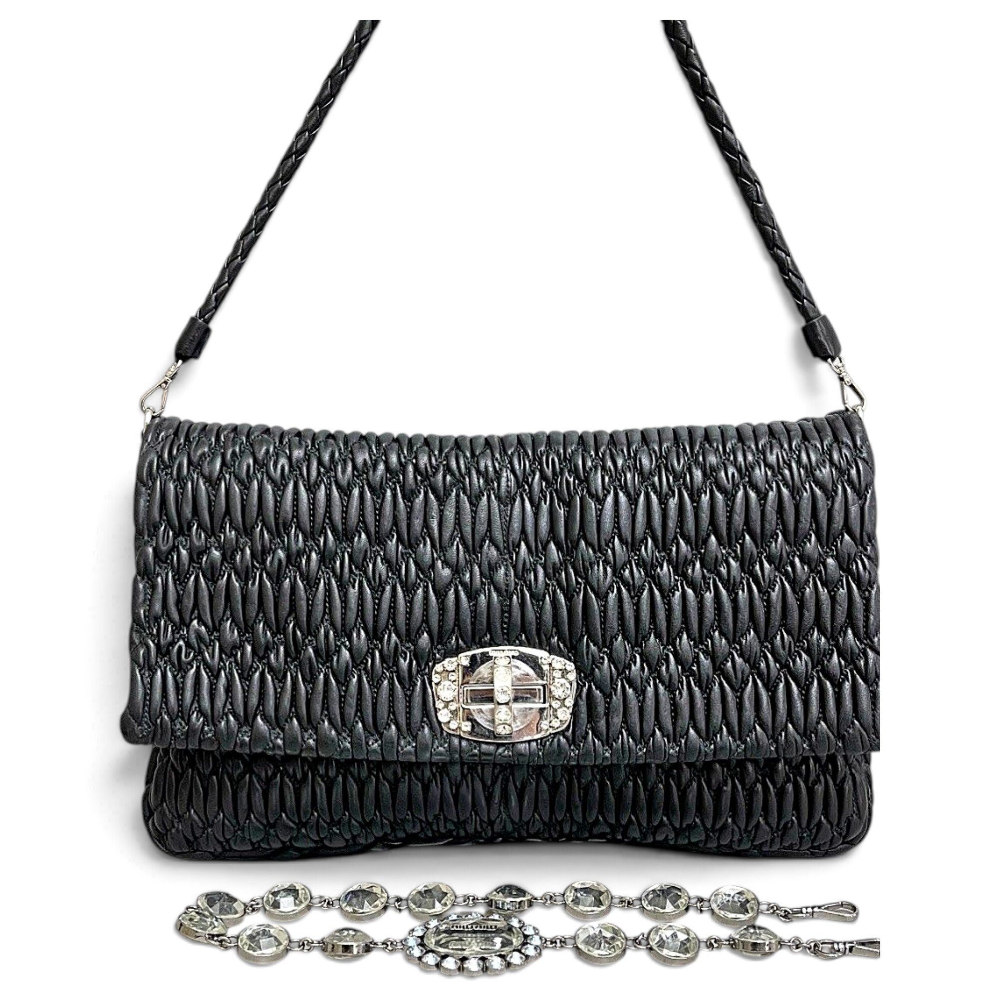 Miu Crystal leather handbag