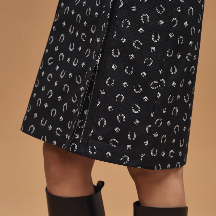 Noir "Porte-bonheur Bandana" Straight Skirt