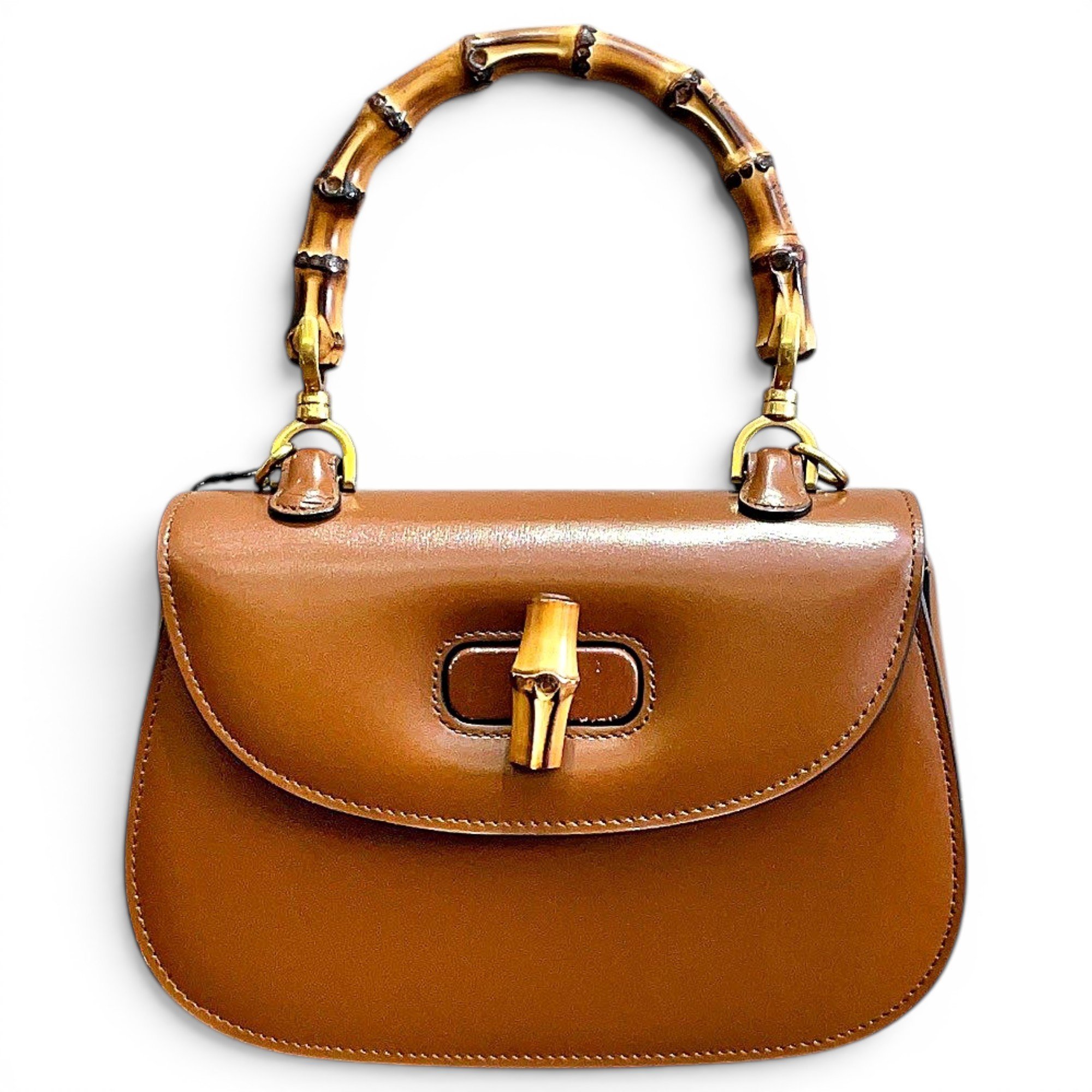 Convertible Bamboo Top Handle leather handbag