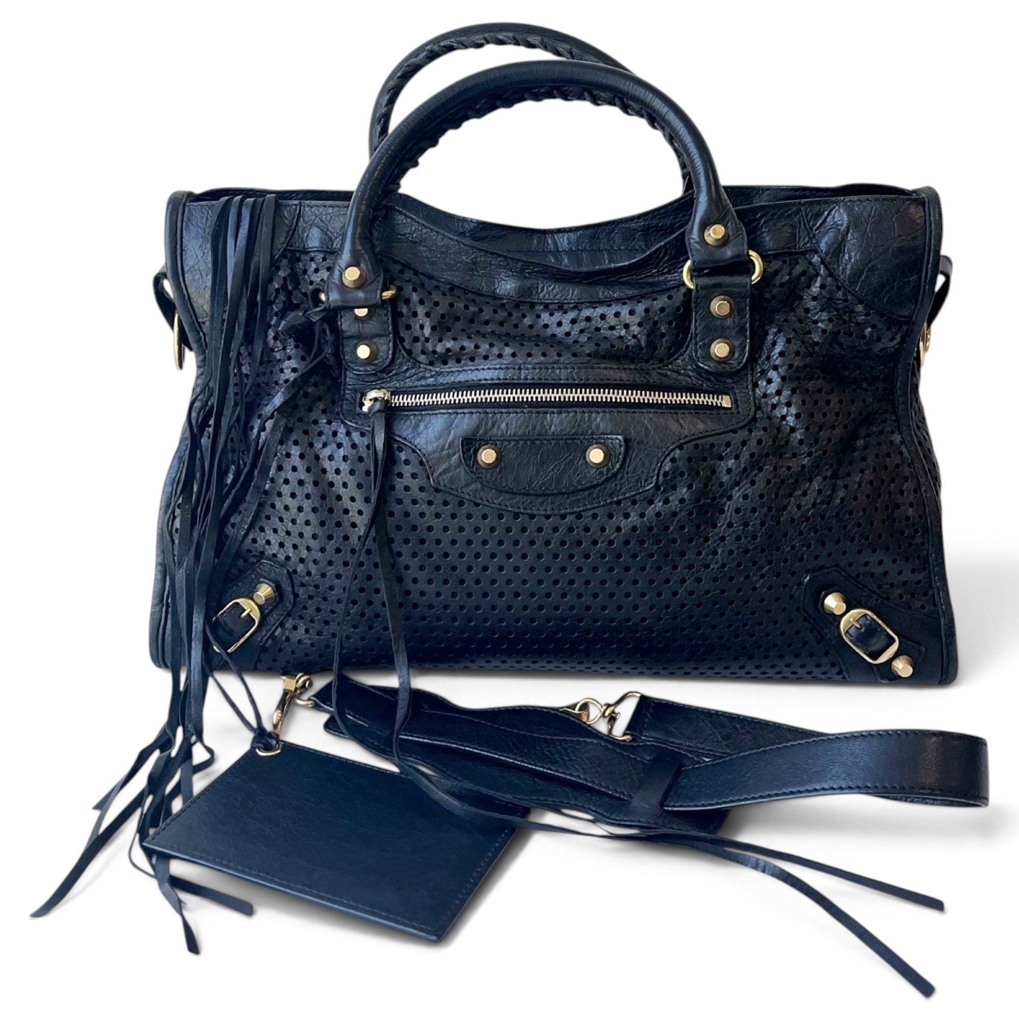 City leather handbag