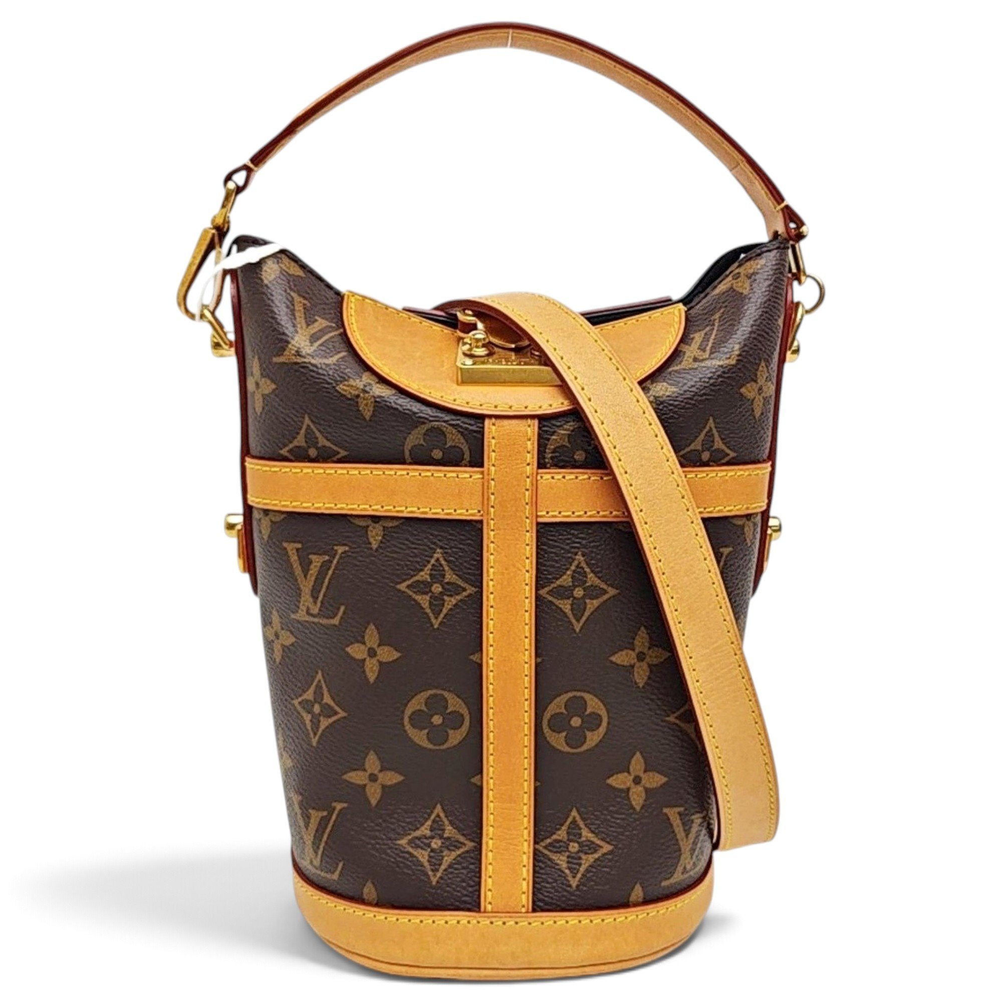 Duffle leather handbag