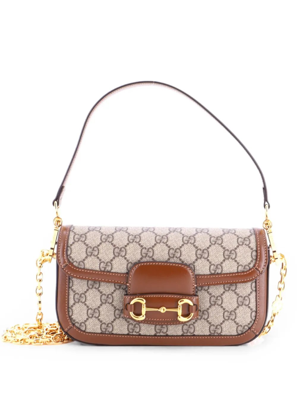 Horsebit 1955 Shoulder Bag GG Coated Canvas with Leather East West crossbody bag