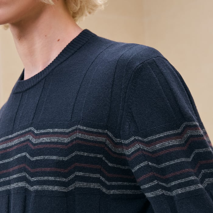 Marine "Lignes Brisees" Crewneck Sweater