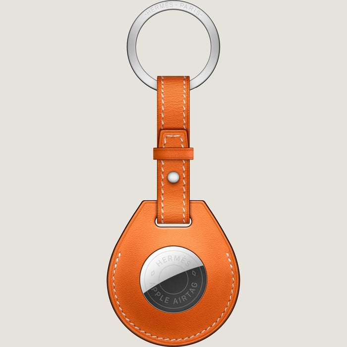 Orange Apple Airtag Hermès Key Ring