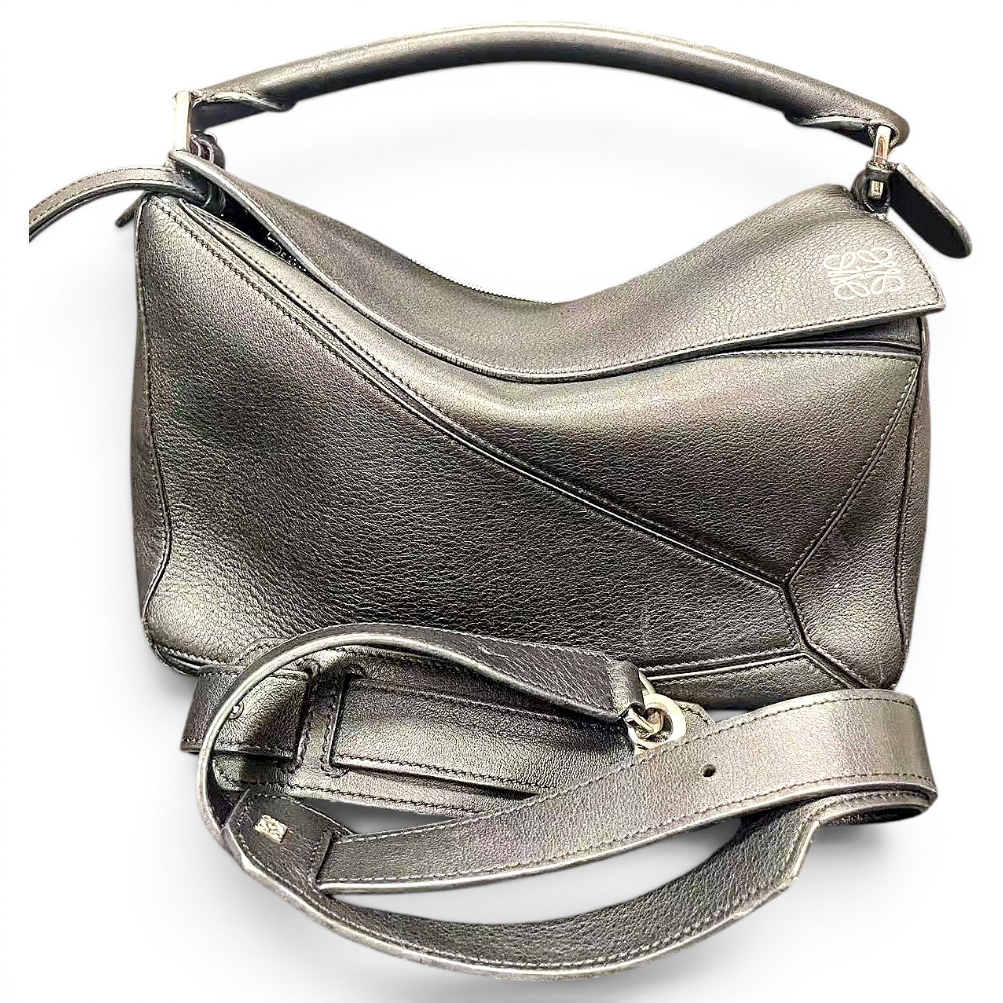 Puzzle leather handbag
