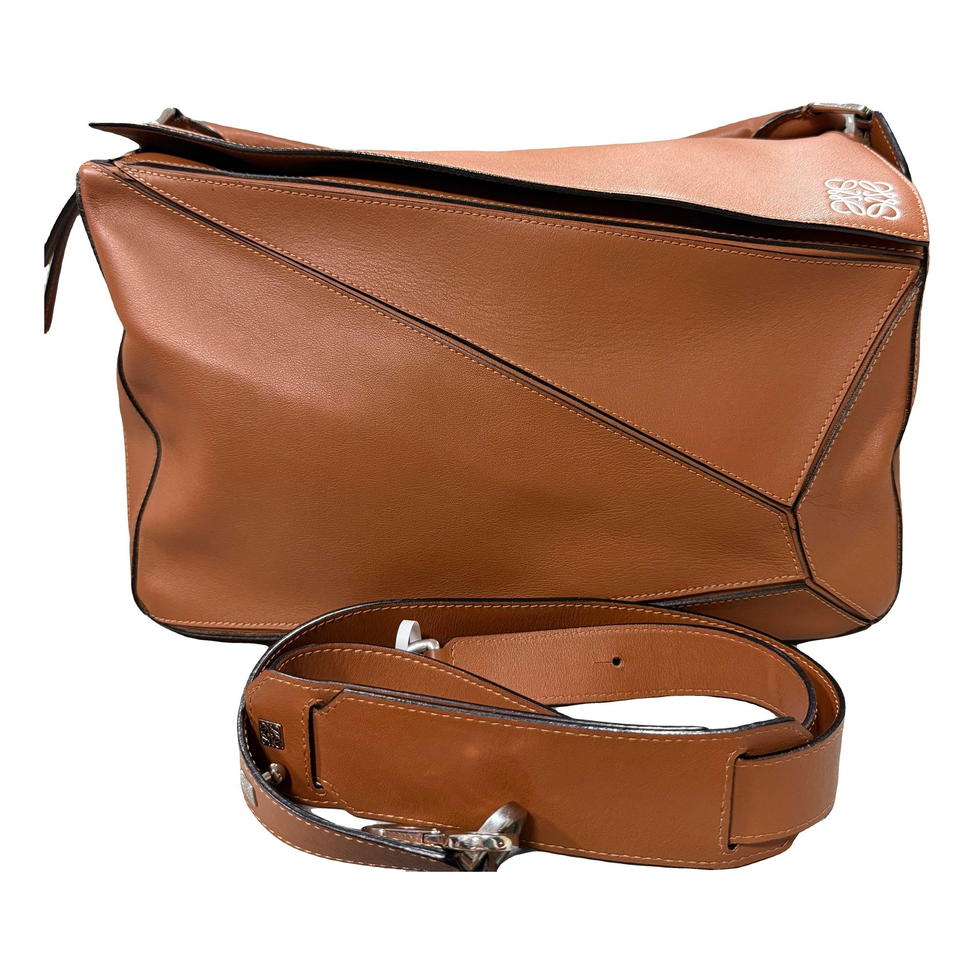 Puzzle leather handbag